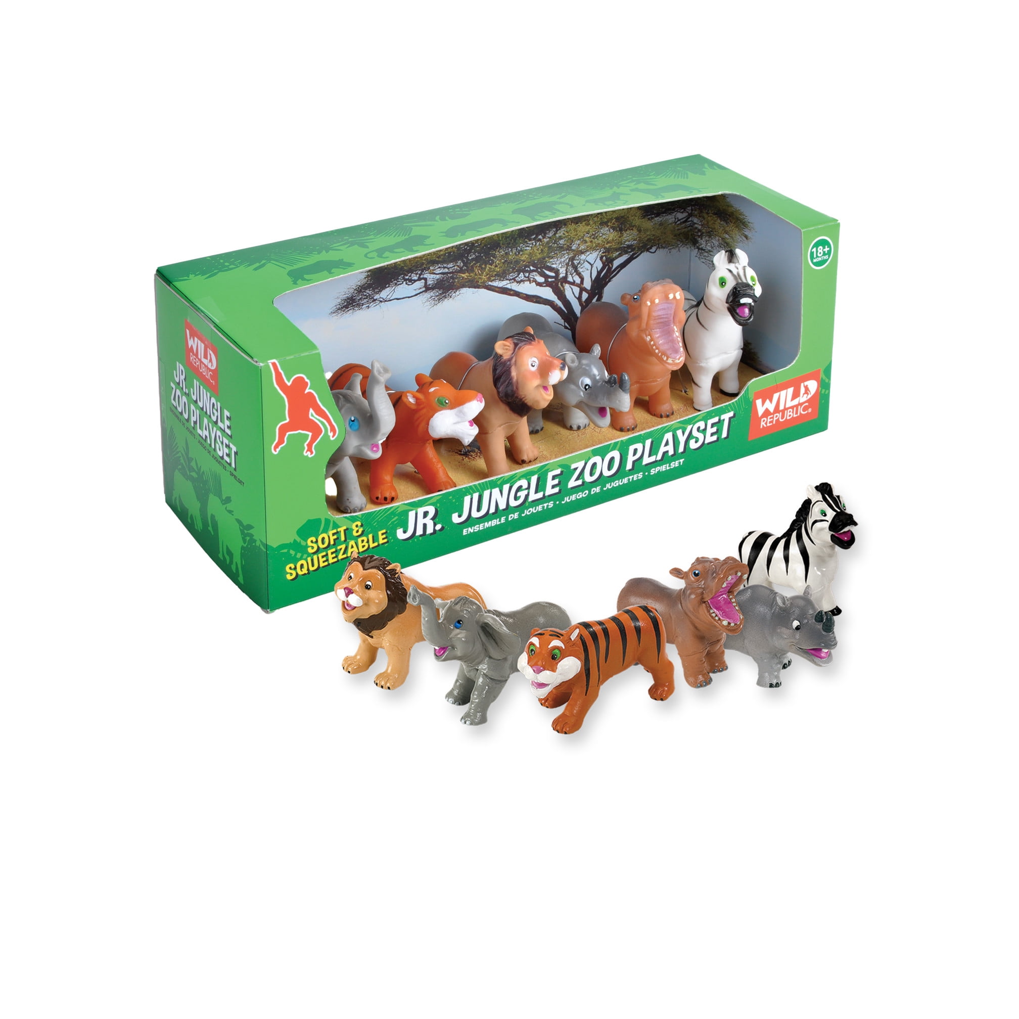 Wild Republic Junior Jungle Box Set Zoo Figurines, 6 Pieces