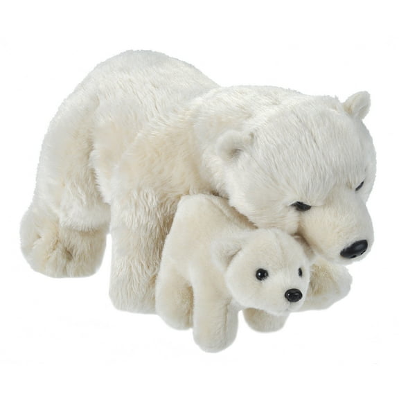 Wild Republic Mom & Baby Polar Bear Plush, Stuffed Animal, Plush Toy, Gifts for Kids, 14"