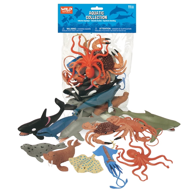Wild Republic Polybag Mini Requin et Baleine, Lot de Figurines, Douze Wild Republic Polybag Mini Requin et Baleine, Lot de Figurines, Douze
