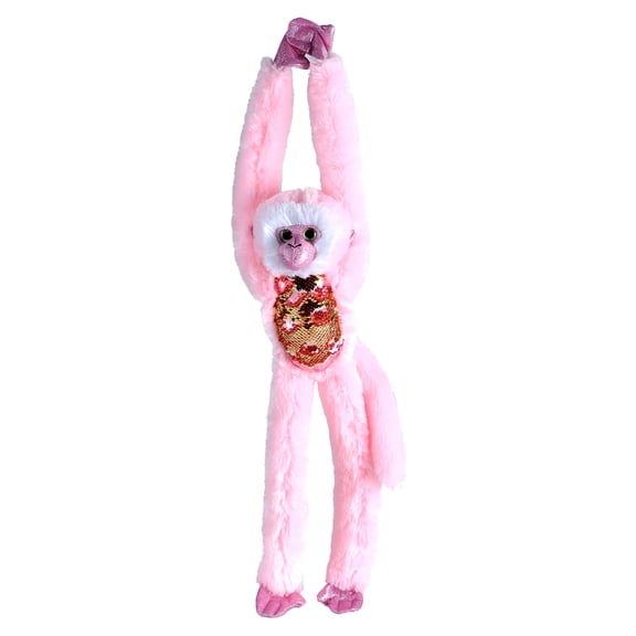 Wild Republic Sequin Monkey Plush, Stuffed Animal, Sensory Plush Toy, Gifts for Kids, Pink, 22 Inches