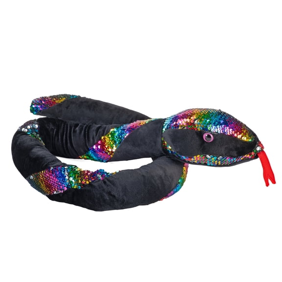 Wild Republic Sequin Snake Plush, Rainbow Twist, Stuffed Animal, Plush Toy, Kids Gifts, 54 Inches