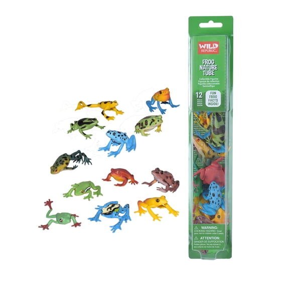 Wild Republic Frog Nature Tube, Amphibian Figures, Frog Toys, Educational Toys for Kids, 12 Piece Set