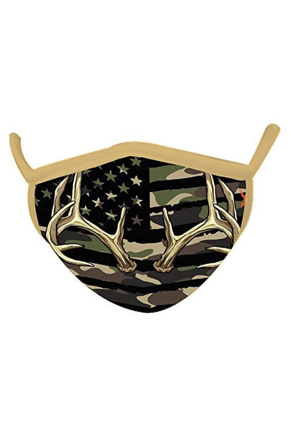 Wild Smiles Childs Face Mask, Great for Over Medical Face Mask, Reusable Face Mask, Washable Face Mask, Half Face Mask, Camo Green Antler Print Design, Fashion Face Mask