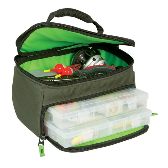 Wild River Multi-Tackle Dual Compartment Small Tackle Bag with 2 #3500 Style Trays, Green