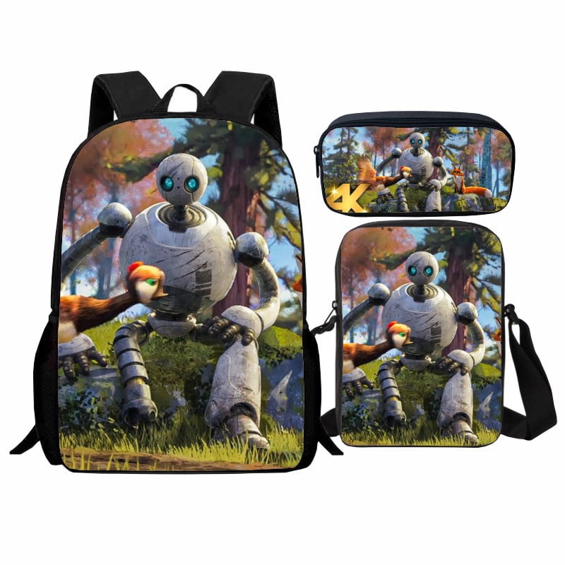 The Wild Robot Anime Backpack Set 3 Pieces with Shoulder Bag and Pencil ...