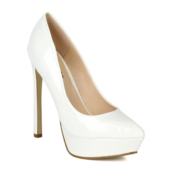 Wild Rose BA68 Women Patent Leatherette Pointy Toe Platform Stiletto Heel Pump
