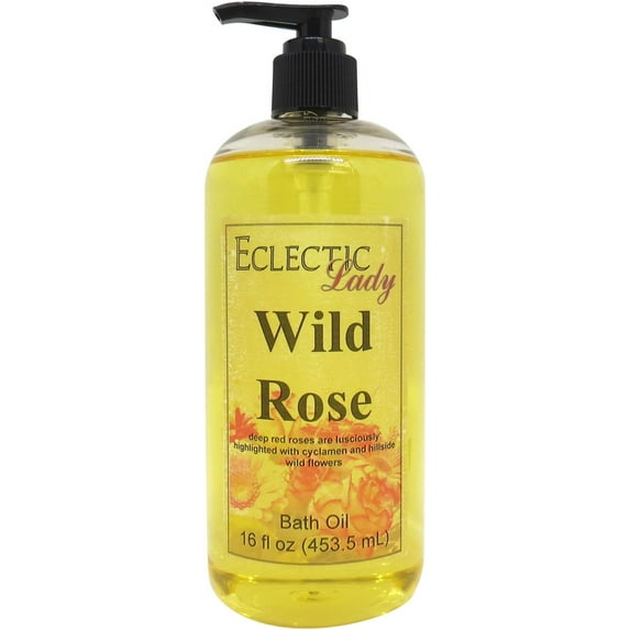 Wild Rose Bath Oil - Scented Body Oil - Relaxing & Moisturizing Bathing Oil - Fragrance Body Oil For Dry & Rough Sensitive Skin - 16 oz