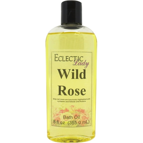 Wild Rose Bath Oil - Scented Body Oil - Relaxing & Moisturizing Bathing Oil - Fragrance Body Oil For Dry & Rough Sensitive Skin - 8 oz