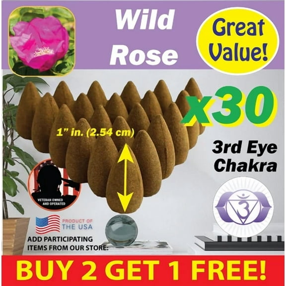 Wild Rose Benben Us Incense 30Xbackflow ~ Vegan ~ High Fragrance Load