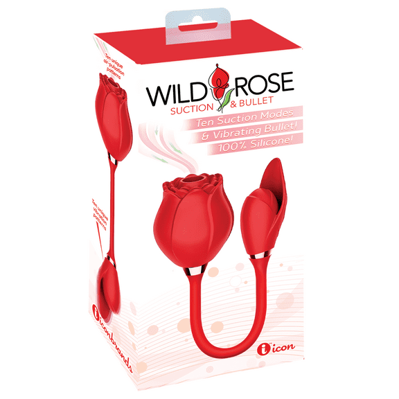 Wild Rose & Bullet Suction Vibrator, Red