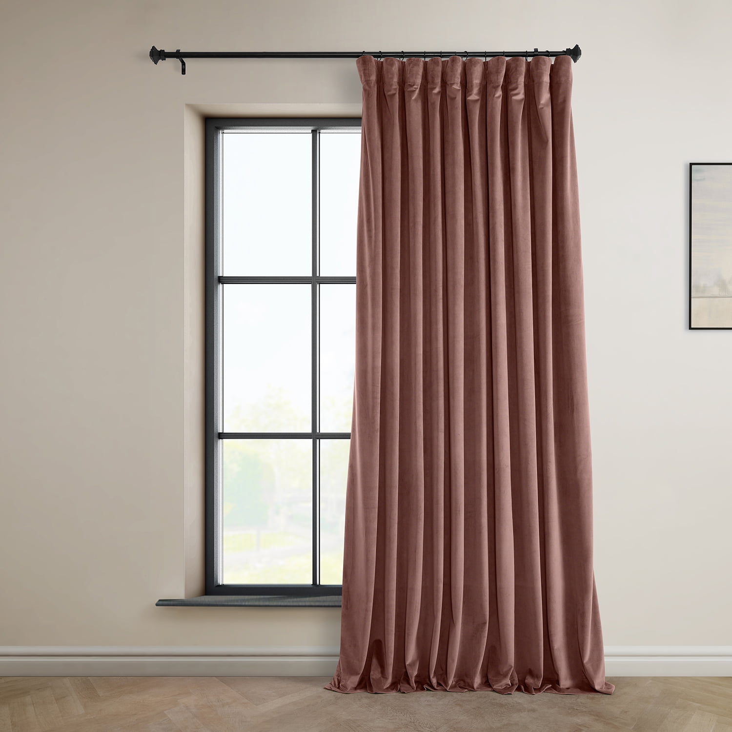 Wild Rose Velvet Room-Darkening Curtain Panel 100" x 108"