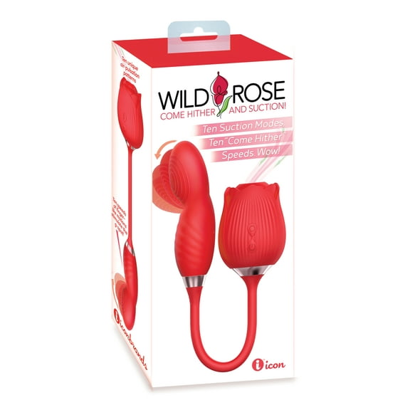Wild Rose Suction & Come Hither Vibrator - Red