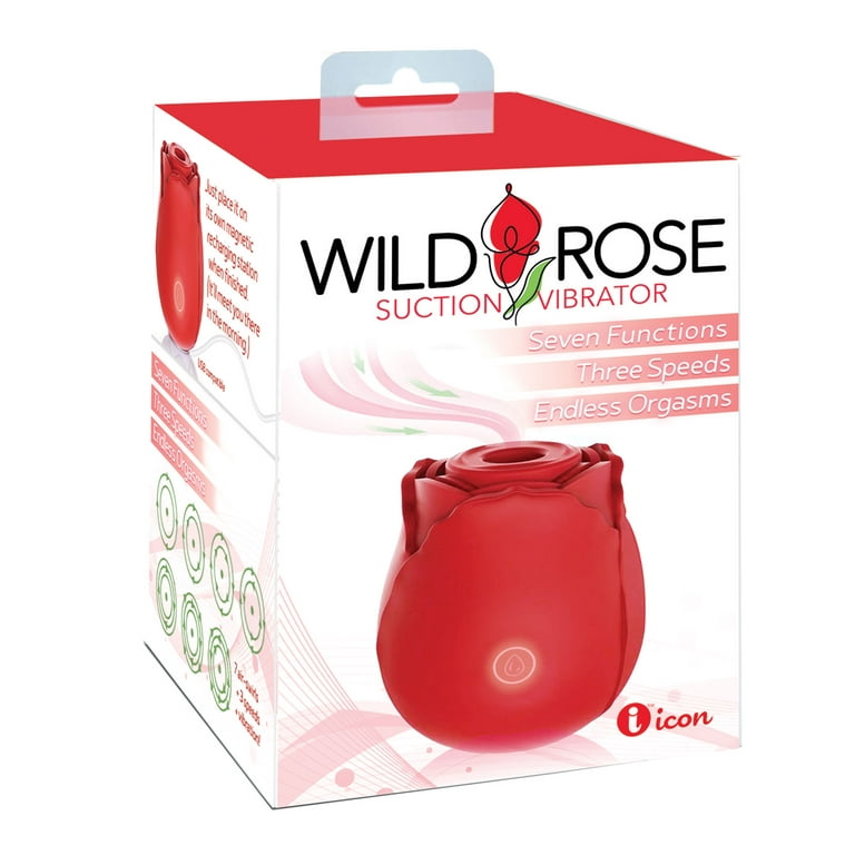 Icon Brands Wild Rose Suction Vibrator - Red 