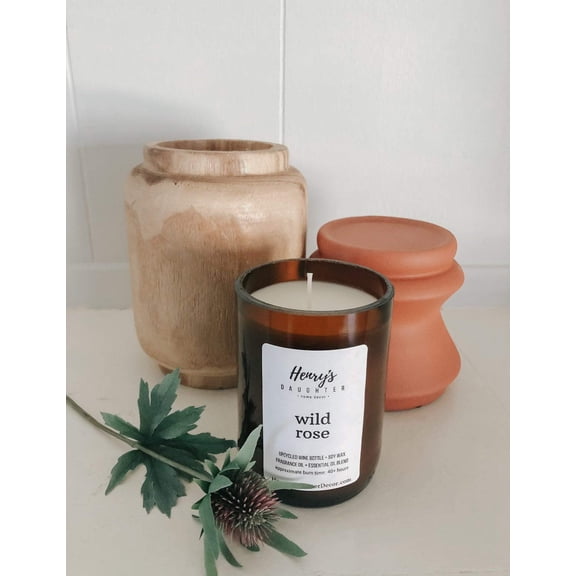 Wild Rose Wine Bottle Candle