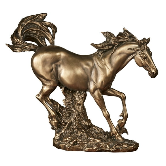 Wild Run Galloping Open Plains Horse Table Sculpture Bronze 19 in wide x 6 in deep x 16 in high