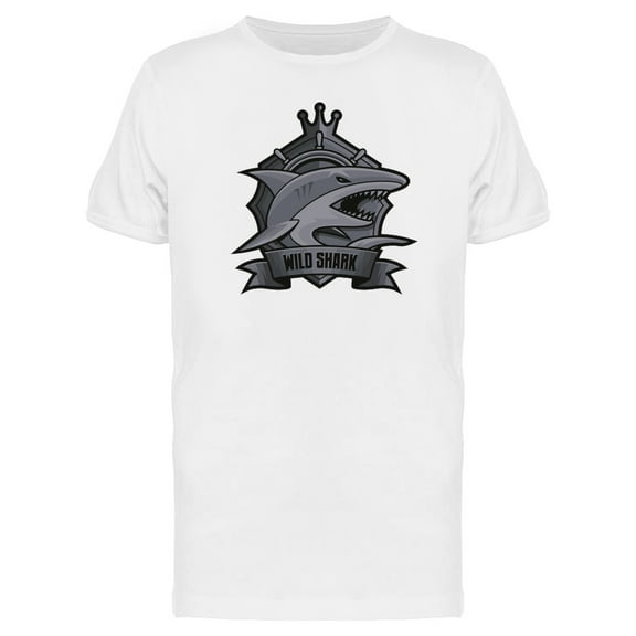 Wild Shark Grey Emblem T-Shirt Men -Image by Shutterstock, Male Medium