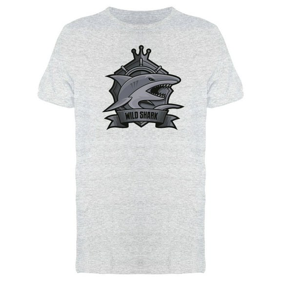 Wild Shark Grey Emblem T-Shirt Men -Image by Shutterstock, Male x-Large