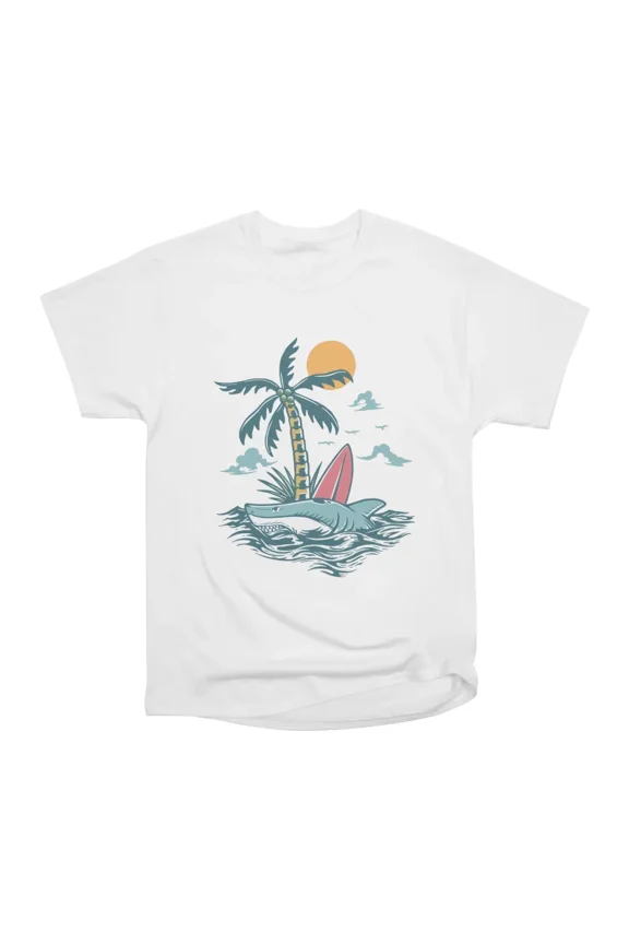 Wild Shark Surfing Island T-Shirt Tee Gift For Him Merch For Her Apparel For Friend