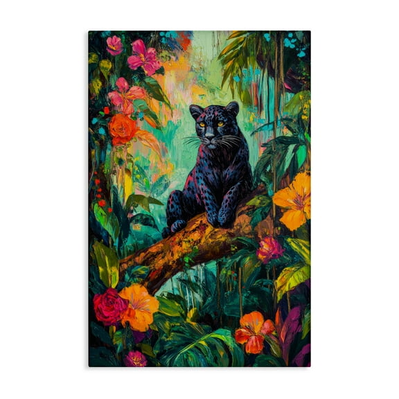 Stupell Industries Wild Side Black Leopard Canvas Wall Art, design by Petal Prints Design