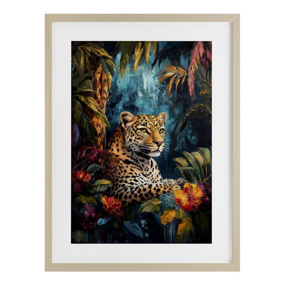 Stupell Industries Wild Side Jungle Cat Birch Framed Print Under Glass, design by Petal Prints Design