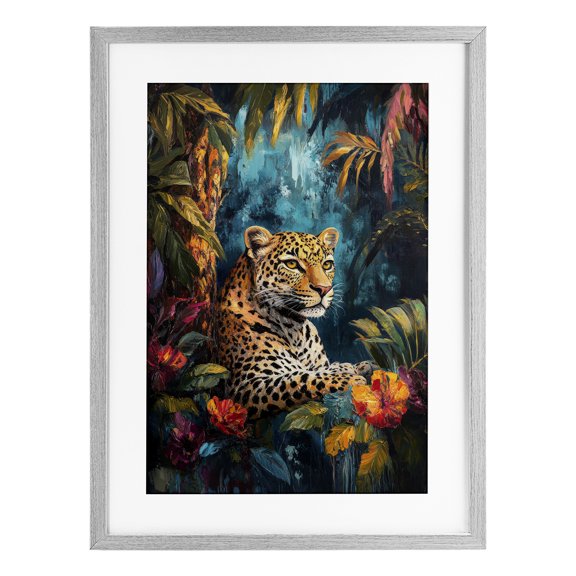 Stupell Industries Wild Side Jungle Cat Gray Framed Print Under Glass, design by Petal Prints Design