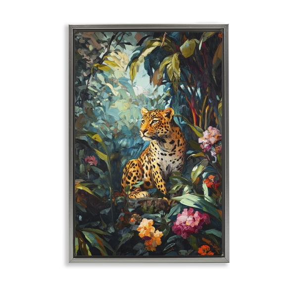 Stupell Industries Wild Side Jungle Cheetah Gray Framed Floater Canvas Wall Art, design by Petal Prints Design