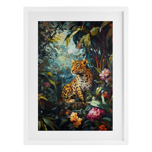 Stupell Industries Wild Side Jungle Cheetah White Framed Print Under Glass, design by Petal Prints Design