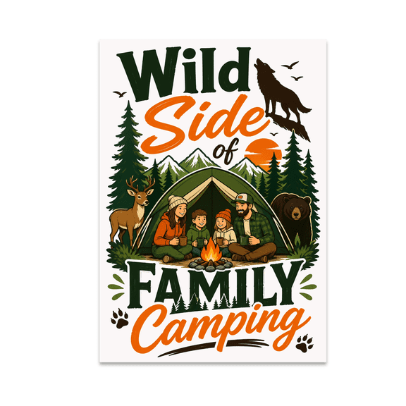 Wild Side of Family Camping Wall Art - Nature-Loving Families - 13x19 Poster Print