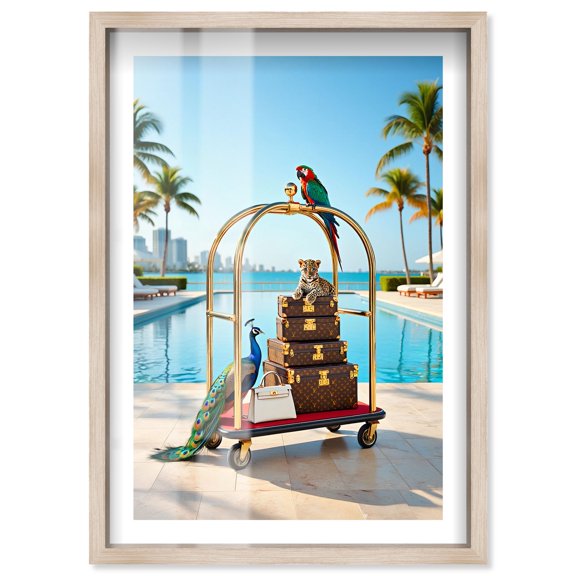 Wild Side of Wealth Shadowbox Print Fashion Wall Decor by Notoriart, Blonde Frame, 11 x 16