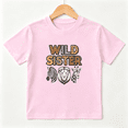 thumbnail image 1 of Wild Sister Safari Animals Girls Graphic Tee, Retro Leopard 100% Cotton Kids Short Sleeve T-Shirt, 1 of 5