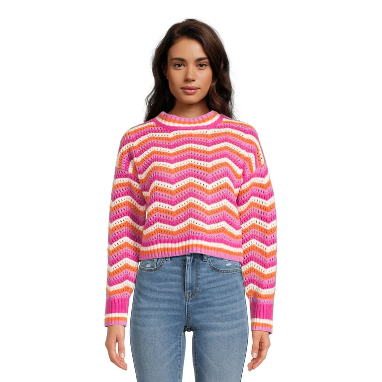 Shoulder Skye Crewneck Long Juniors Sleeves, Drop S-XL Sizes Wild with Pullover