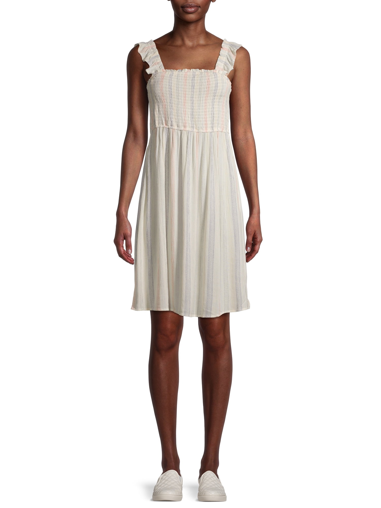 Wild Skye Women's Junior' Smocked Off the Shoulder T-Shirt Dress