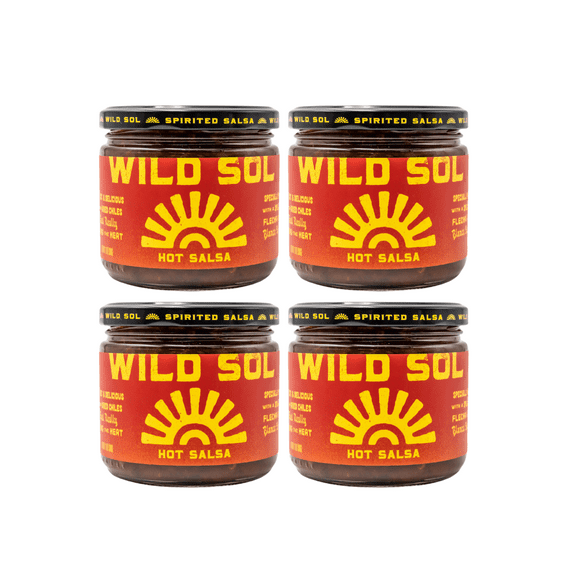 Wild Sol Hot Salsa 4 pack, 11 oz, Glass Jar, Shelf Stable