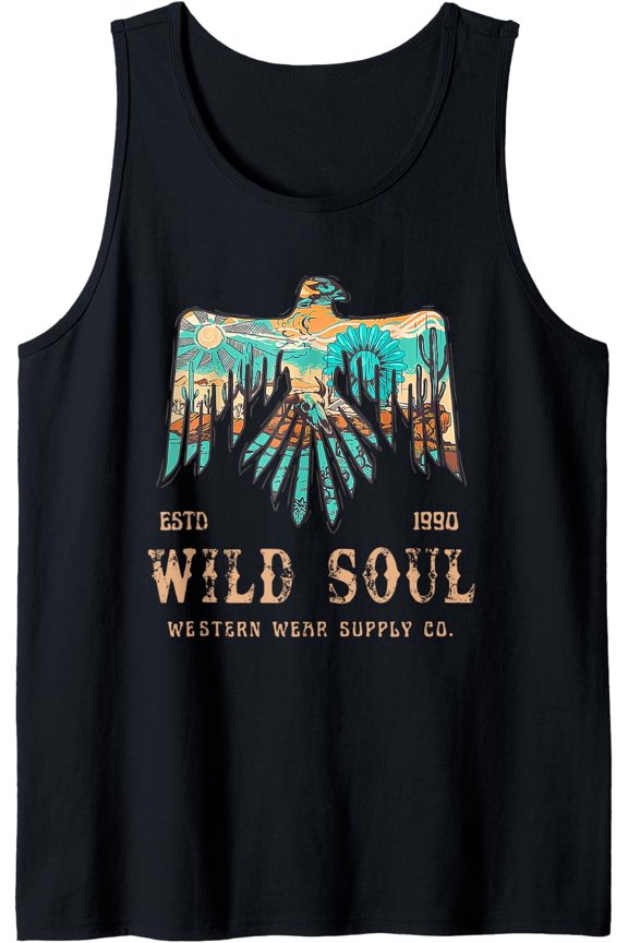Wild Soul Western Wear Southwest Thunderbird Desert Vibes Tank Top Size S-3XL