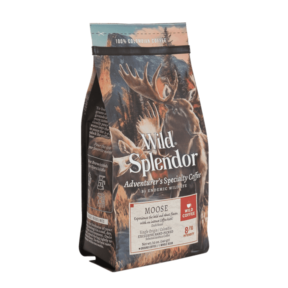 MOOSE SPECIALTY COFFEE Ground 100% Colombian Arabica Dark Roast 12 oz