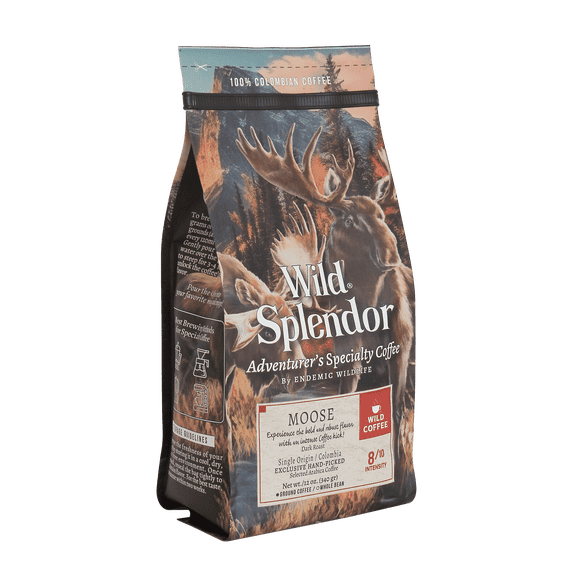 MOOSE SPECIALTY COFFEE Ground 100% Colombian Arabica Dark Roast 12 oz