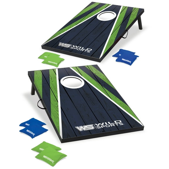 Wild Sports 2' x 3' Cornhole - Green/Blue Stripe