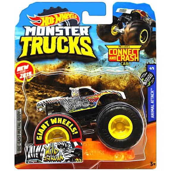 Wild Streak Giant Wheels Monster Trucks with Connect & Crash Car