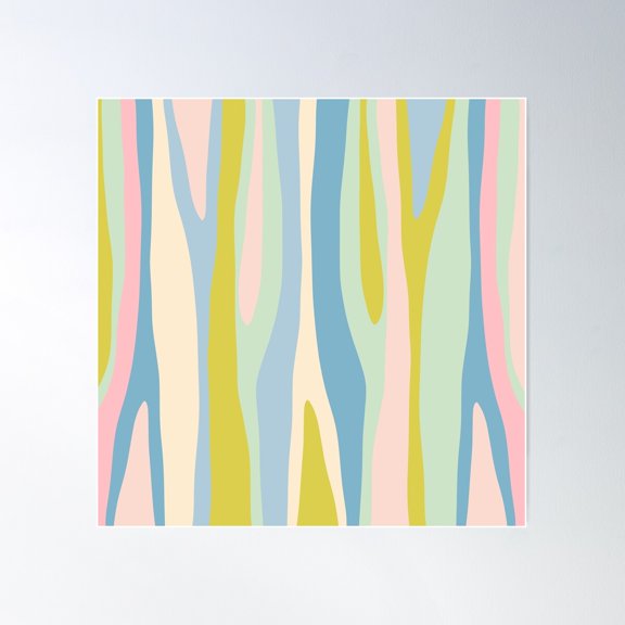Wild Stripes Modern Abstract Pattern Danish Pastel Blue Pink Chartreuse Poster Wall Art, Modern Wall Decor For Living Room Bedroom, 30x30 UNFRAMED