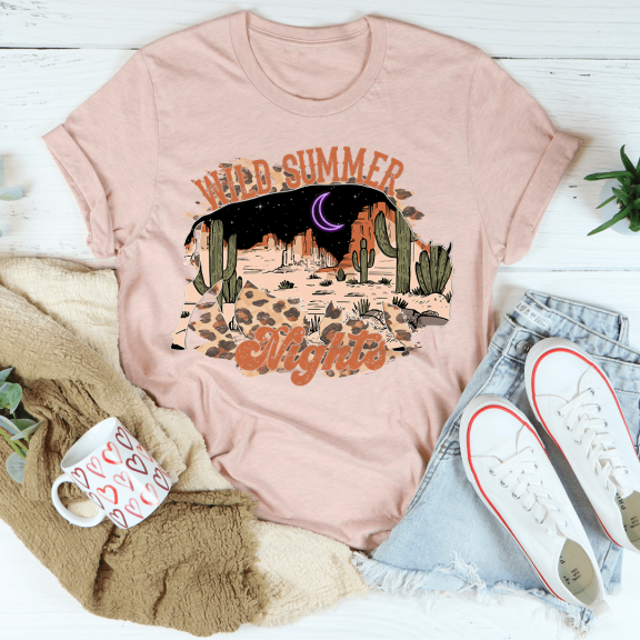 Wild Summer Nights Tee Heather Dust S Peachy Sunday T-Shirt