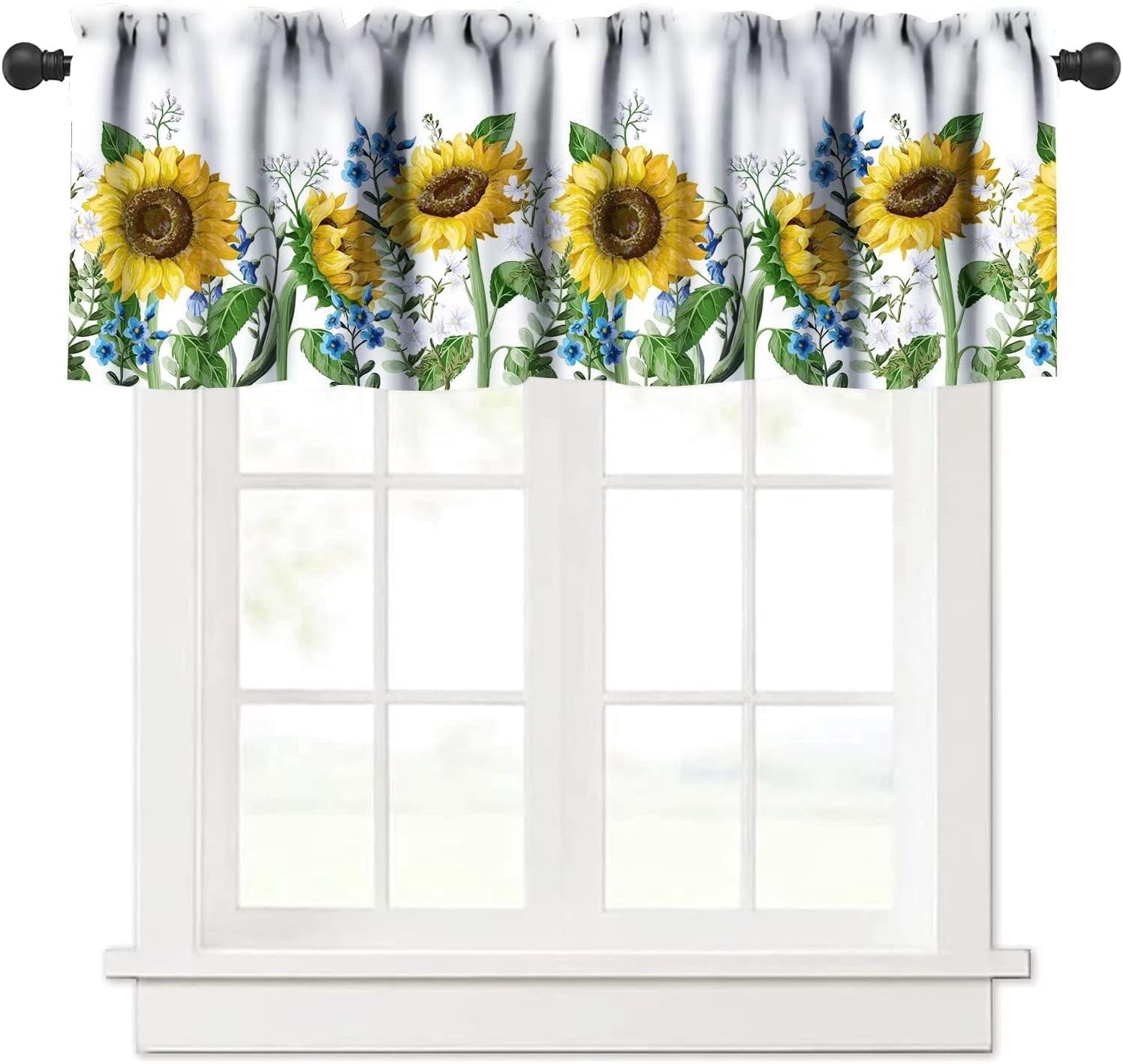 Wild Sunflower Curtain Valance, Spring Summer Flowers Window Valances ...