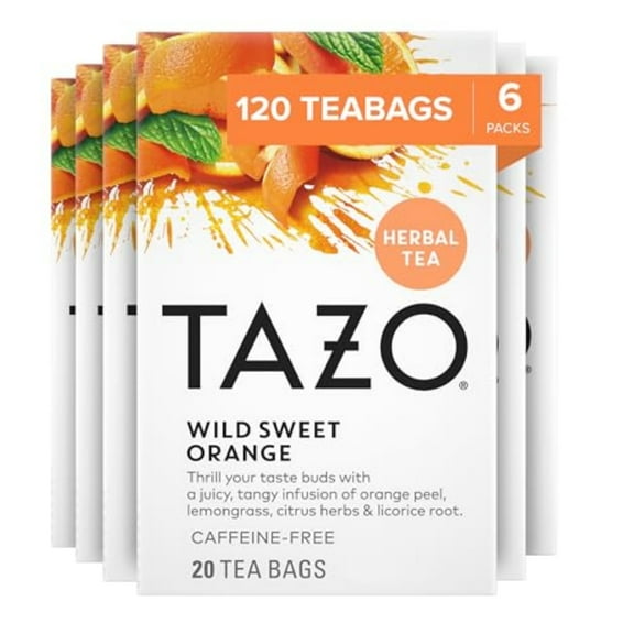 Wild Sweet Orange Tea Bags, Unsweetened Herbal Tea, Caffeine-Free, 120 Total Tea Bags (20ct - Pack of 6)