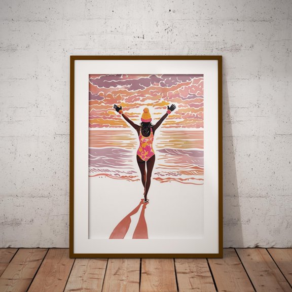 Wild Swimming Print Cold Water Swim Art Ocean Lover Decor Home Decor Office Wall Art