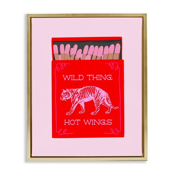 Stupell Industries Wild Thing Matchbox Gold Framed Floater Canvas Wall Art, design by Cherrywood Lane