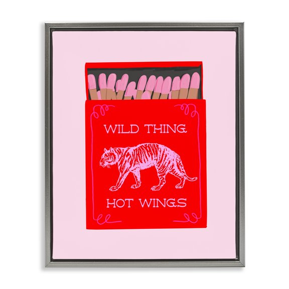 Stupell Industries Wild Thing Matchbox Gray Framed Floater Canvas Wall Art, design by Cherrywood Lane