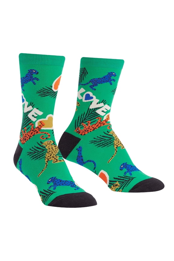 Wild Thing One Size Fits Most Green Ladies Crew Socks