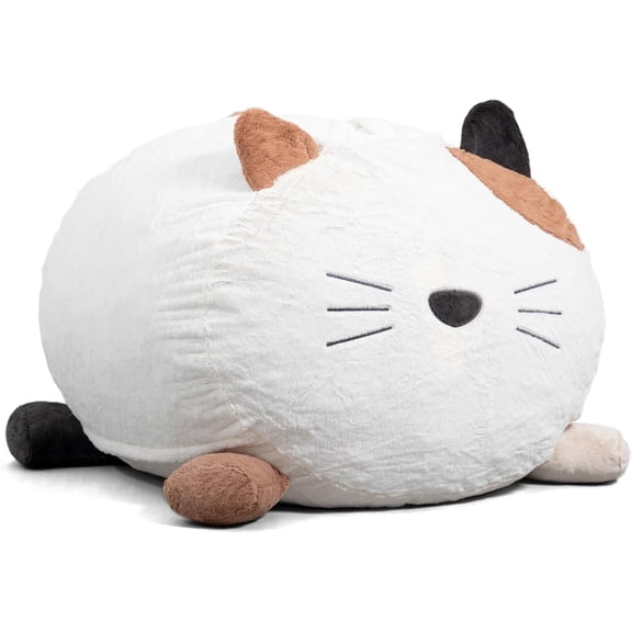 Wild Things Foam Filled Animal Bean Bag Chair with Removable Cover, Francesca Feline Snugglepuff, Soft Faux Fur, 4 feet Big