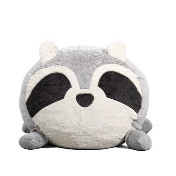 Big Joe Wild Things Foam Filled Animal Bean Bag Chair with Removable Cover, Rocky Raccoon Snugglepuff, Soft Faux Fur, 3 feet Big