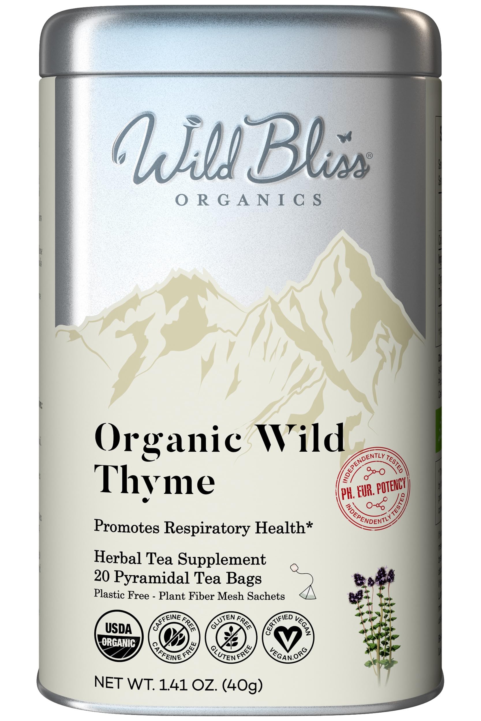 Wild Thyme Tea Caffeine Free Organic Herbal Tea 20 Plant Based Tea