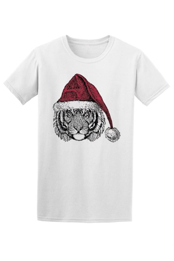 Wild Tiger Christmas Sketch T-Shirt Men -Image by Shutterstock, Male x-Large